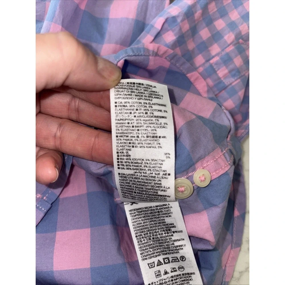 GAP x Sarah Jessica Parker Boys XL Gingham Plaid Button-Down Pink - Blue Shirt